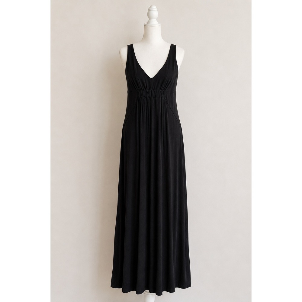 CAbi Sleeveless Black Maxi Dress M Empire Waist 109 V-Neck CBK LBD Coverup